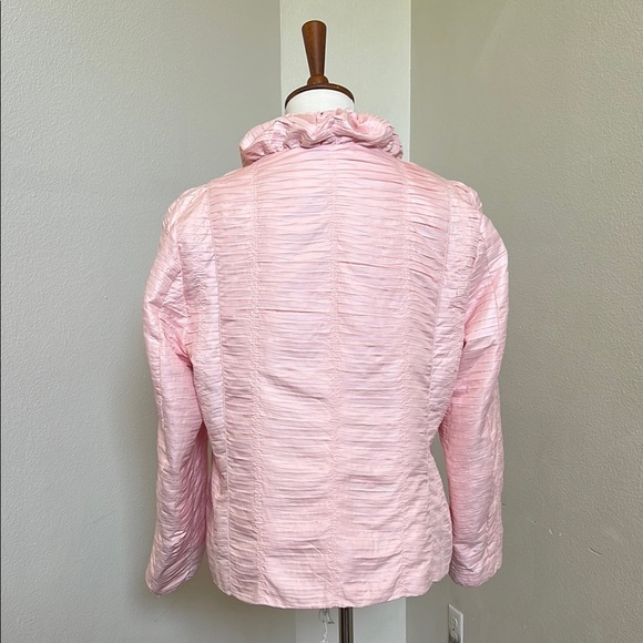 Chicos Light Pink Collared Drawstring Zip Front Lightweight Jacket with Pockets - Picture 3 of 13
